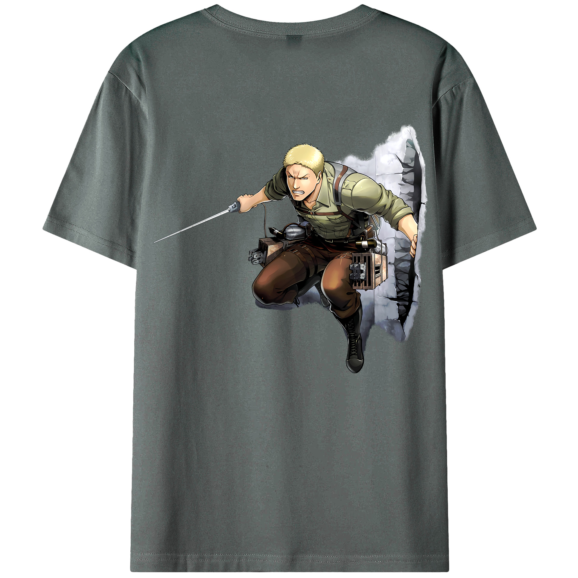 （画像用） 進撃の巨人 ライナー・ブラウン Attack on Titan Reiner Braun 綿100％ メンズ半袖Tシャツ（バックプリント） 通気性